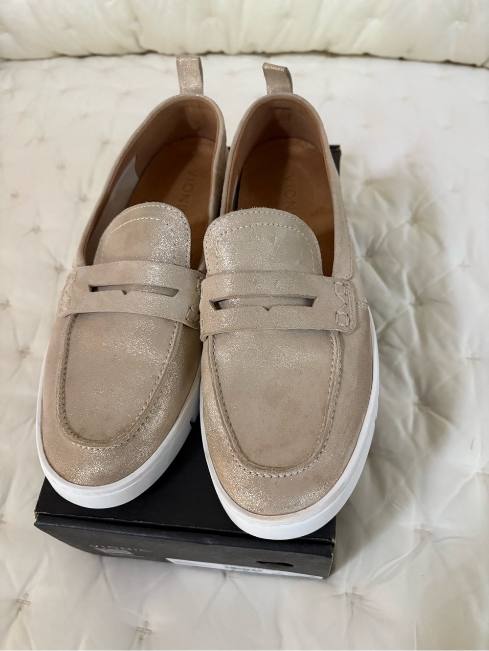 Vionic Uptown Gold Shimmer Slip-On Loafers